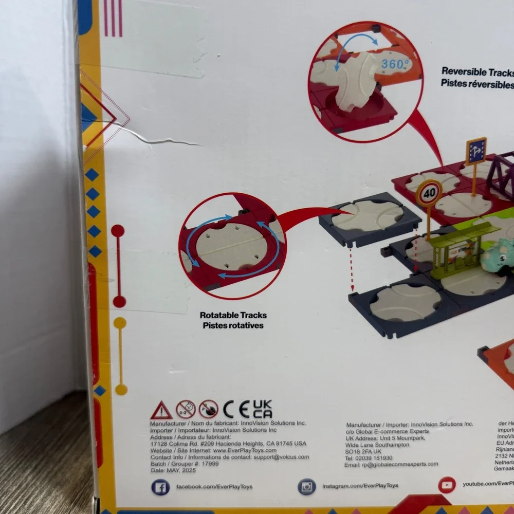 Ever Play Race Car Track Builder Play Set Reversible Rotatable Tracks EPR22